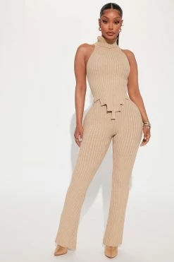 Fashion Nova Sweater Sets Tag Along Sweater Pant Set - Taupe
