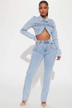 Fashion Nova Matching Separates Darling Denim Bolero Jacket - Light Wash