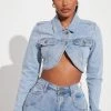 Fashion Nova Matching Separates Darling Denim Bolero Jacket - Light Wash