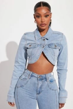 Fashion Nova Matching Separates Darling Denim Bolero Jacket - Light Wash