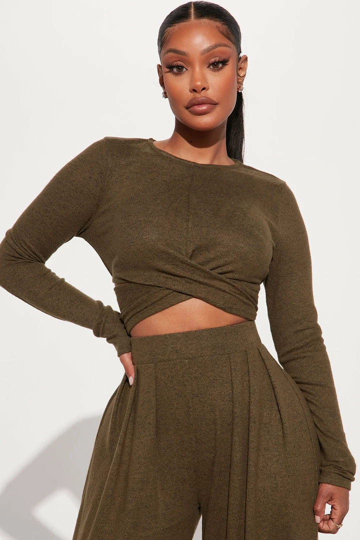 Fashion Nova Wide Leg Sets Another Dream Pant Set - Olive