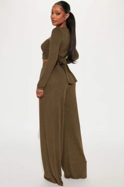 Fashion Nova Wide Leg Sets Another Dream Pant Set - Olive