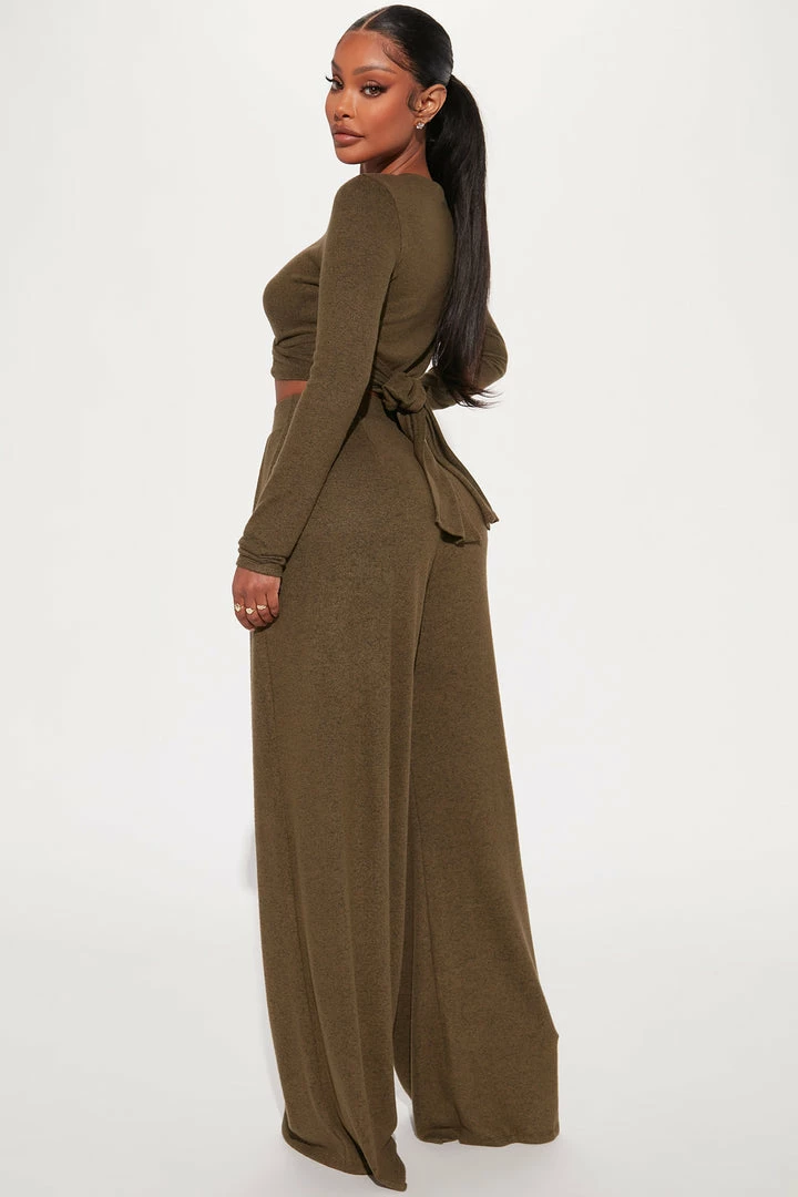 Fashion Nova Wide Leg Sets Another Dream Pant Set - Olive