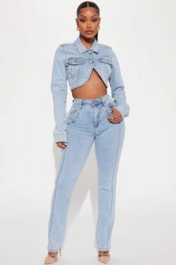Fashion Nova Darling Seamed Skinny Jeans - Light Wash Matching Separates
