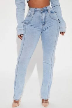 Fashion Nova Darling Seamed Skinny Jeans - Light Wash Matching Separates