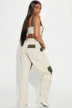 Fashion Nova Wide Leg Sets True Desire Cargo Pant Set - Olive/combo