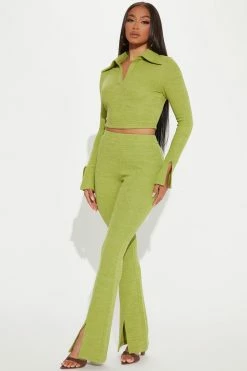 Fashion Nova Wide Leg Sets Tia Pant Set - Green