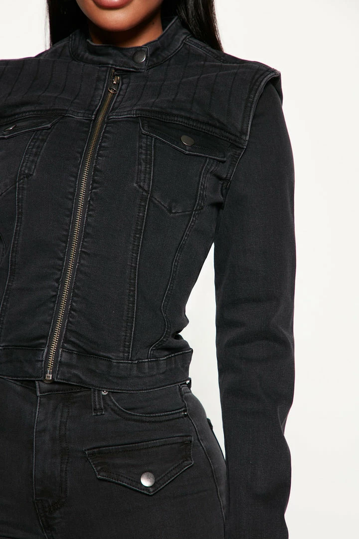 Fashion Nova Matching Separates Own The Night Quilted Moto Jacket - Black