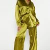 Fashion Nova Serenity Satin Pant Set - Olive