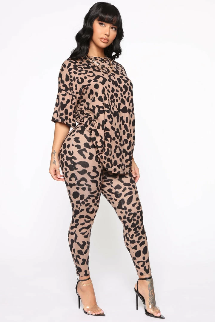 Fashion Nova Chelsea Leopard Legging Set - Brown/Combo