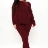 Fashion Nova Don't Get This Twisted Sweater Legging Set - Burgundy Legging Sets