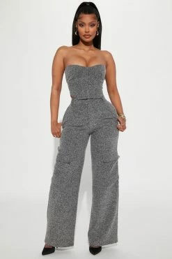 Fashion Nova New Vibes Pant Set - Black/White Wide Leg Sets