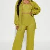 Fashion Nova Wide Leg Sets Brielle 3 Piece Pant Set - Chartreuse