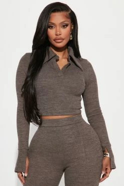 Fashion Nova Tia Pant Set - Charcoal Wide Leg Sets