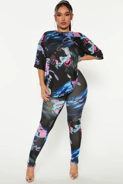 Fashion Nova Legging Sets Feeling The Vibes Legging Set - Black/combo