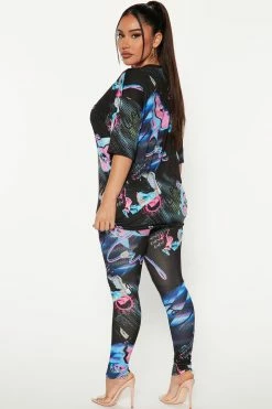 Fashion Nova Legging Sets Feeling The Vibes Legging Set - Black/combo