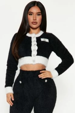 Fashion Nova Lizzie Pant Set - Black/combo Sweater Sets