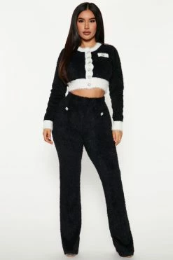 Fashion Nova Lizzie Pant Set - Black/combo Sweater Sets