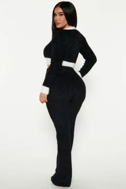 Fashion Nova Lizzie Pant Set - Black/combo Sweater Sets