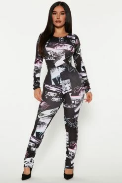 Fashion Nova All The Eyes Anime Legging Set - Black/combo