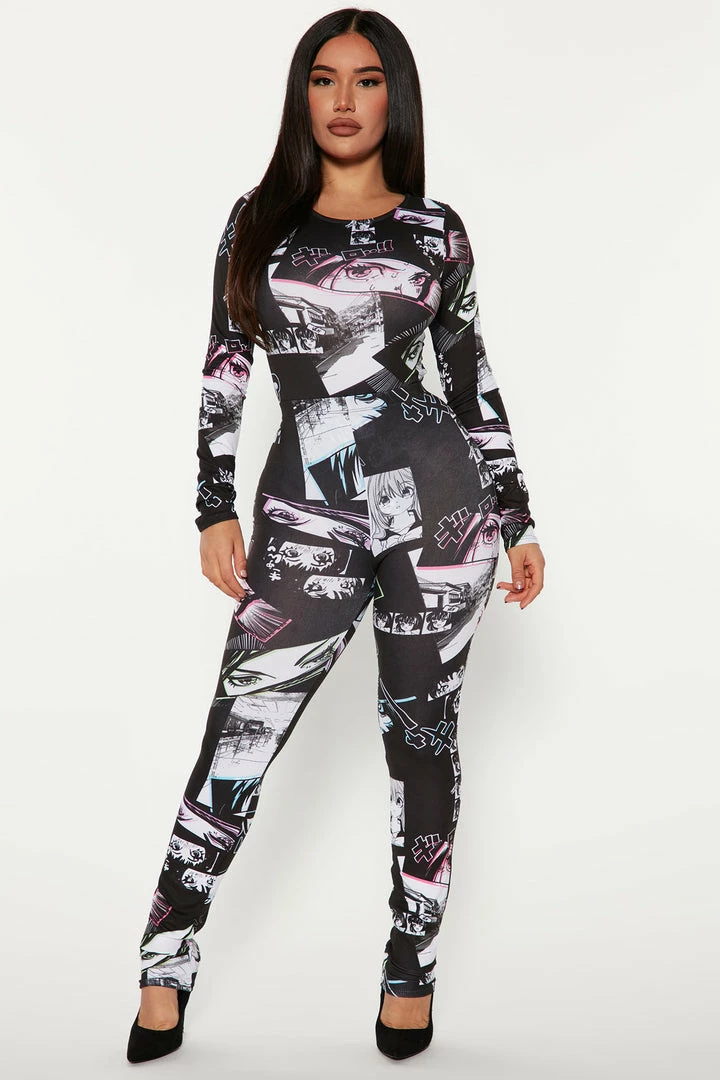 Fashion Nova All The Eyes Anime Legging Set - Black/combo