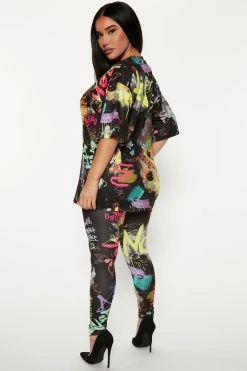 Fashion Nova Legging Sets Born A Rebel Legging Set - Black/combo