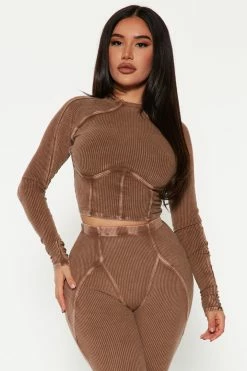 Fashion Nova Jaime Legging Set - Brown