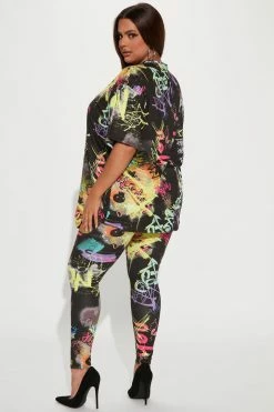 Fashion Nova Legging Sets Born A Rebel Legging Set - Black/combo