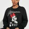 Fashion Nova Matching Separates Minnie Mouse Cropped Long Sleeve Top - Black