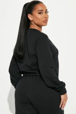 Fashion Nova Matching Separates Minnie Mouse Cropped Long Sleeve Top - Black