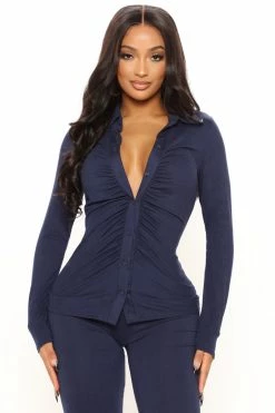 Fashion Nova Just You And I Pant Set - Navy Wide Leg Sets