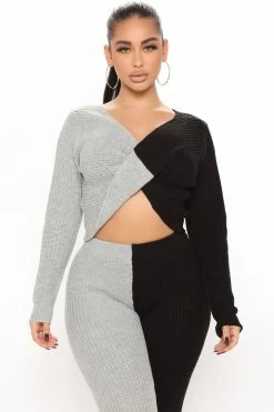 Fashion Nova Plot Twist Sweater Legging Set - Black/combo