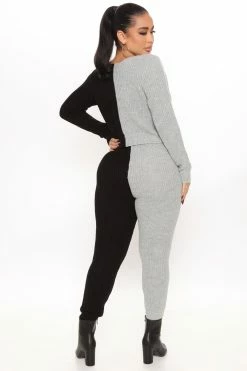 Fashion Nova Plot Twist Sweater Legging Set - Black/combo