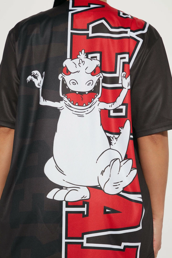 Fashion Nova Reptar Front And Back Screen Jersey Tee - Black Matching Separates