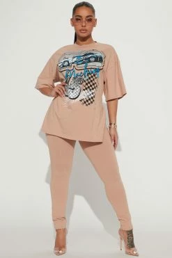 Fashion Nova Finish First Legging Set - Taupe/combo Legging Sets