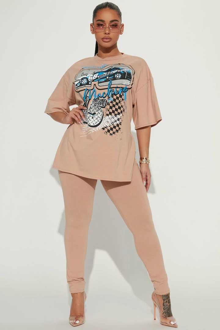 Fashion Nova Finish First Legging Set - Taupe/combo Legging Sets