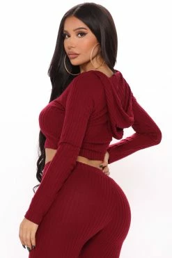 Fashion Nova Simple Remedy Legging Set - Burgundy Legging Sets