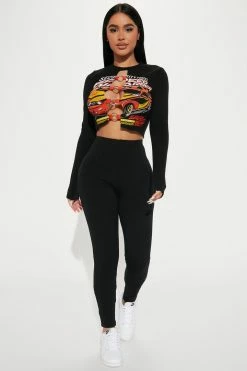 Fashion Nova Legging Sets Full Speed Legging Set - Black