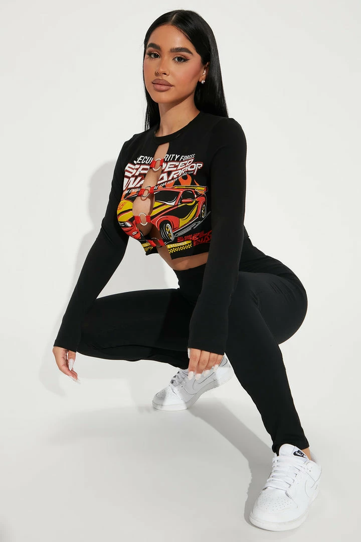 Fashion Nova Legging Sets Full Speed Legging Set - Black