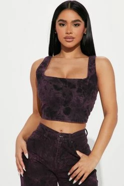 Fashion Nova Standing Out Denim Bustier - Purple Matching Separates