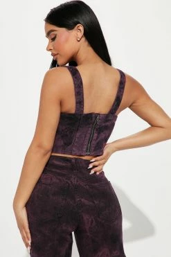 Fashion Nova Standing Out Denim Bustier - Purple Matching Separates