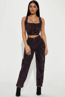 Fashion Nova Standing Out Mid Rise Boyfriend Jean - Purple Matching Separates