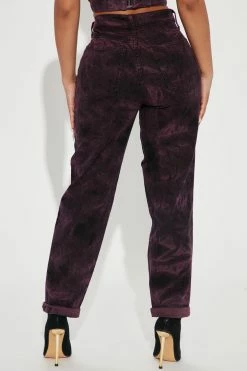 Fashion Nova Standing Out Mid Rise Boyfriend Jean - Purple Matching Separates