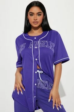 Fashion Nova Love For Los Angeles Jersey Tee - Purple
