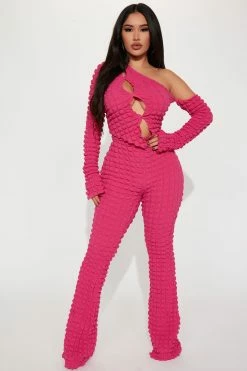 Fashion Nova Matching Separates Cloud Nine Flare Pant - Fuchsia