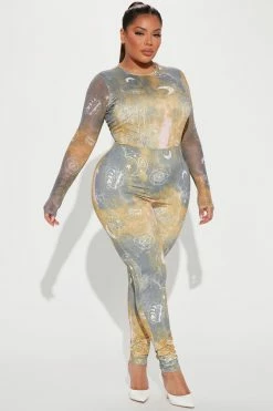 Fashion Nova Always Lucky Legging Set - Mustard/combo