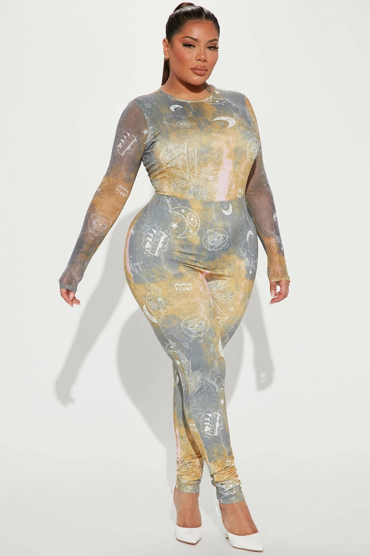 Fashion Nova Always Lucky Legging Set - Mustard/combo