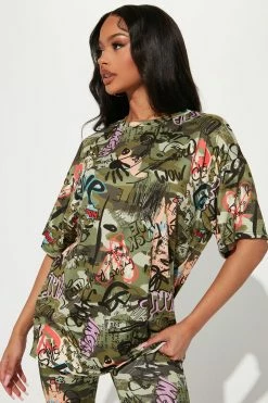 Fashion Nova New Girl On The Block Legging Set - Olive/combo Legging Sets