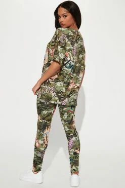 Fashion Nova New Girl On The Block Legging Set - Olive/combo Legging Sets