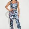 Fashion Nova Wide Leg Sets Floral Moment Pant Set - Black/combo